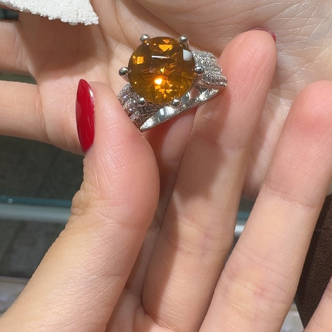 戒指银S925镶嵌水晶