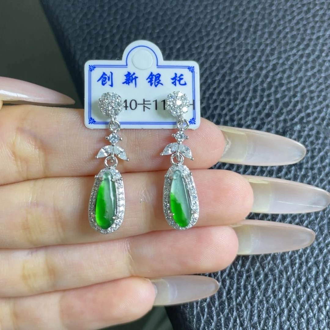 翡翠银S925镶嵌吊坠(不含链)