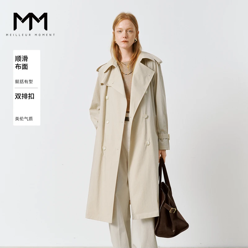MM麦檬商场同款春新品双排扣翻领气质风衣5G2160091