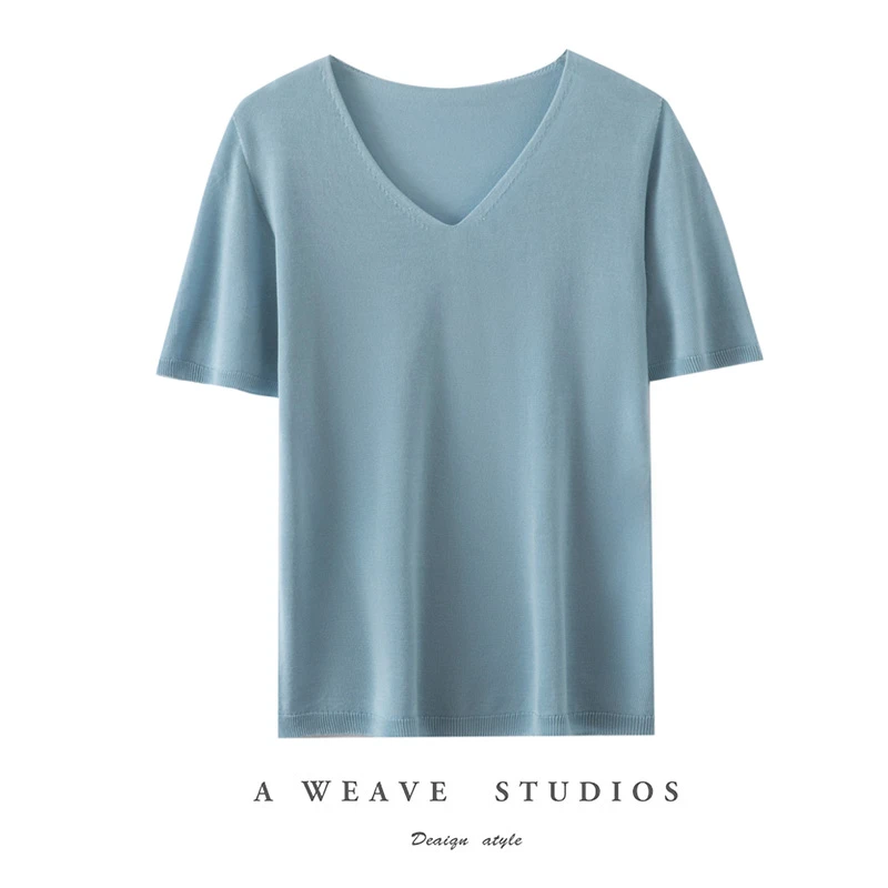 天丝V领短袖  夏季短袖 百搭清凉