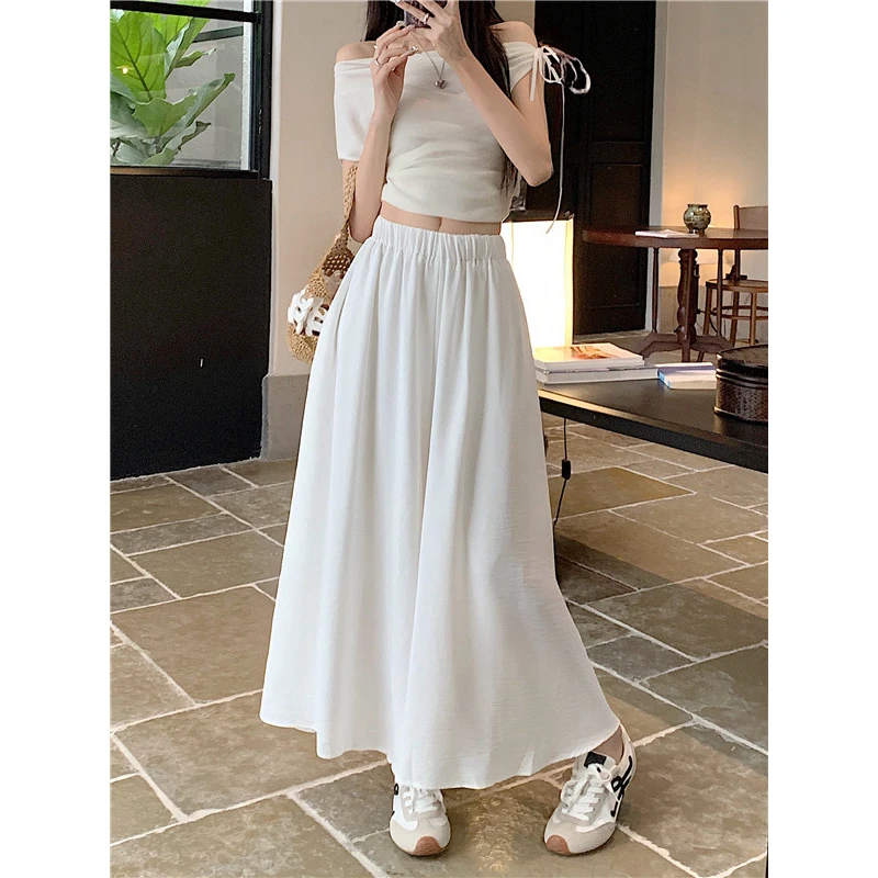大码胖MM休闲裤女装夏季新款时尚高级感阔腿裤子高腰垂感a字裙裤