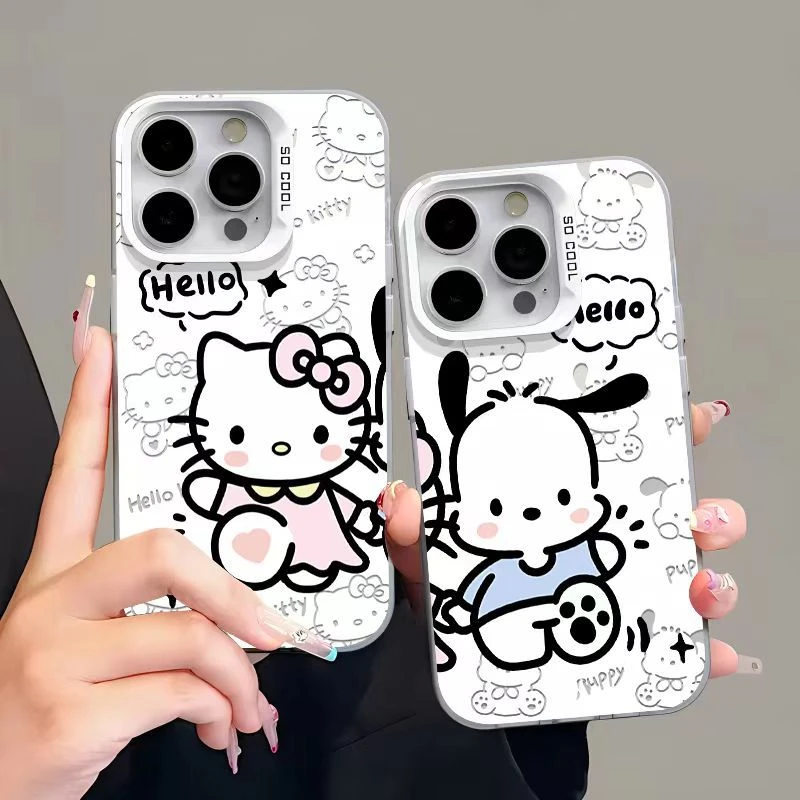 牵手猫狗适用iphone15苹果14元气情侣手机壳vivo华为oppo可爱卡通