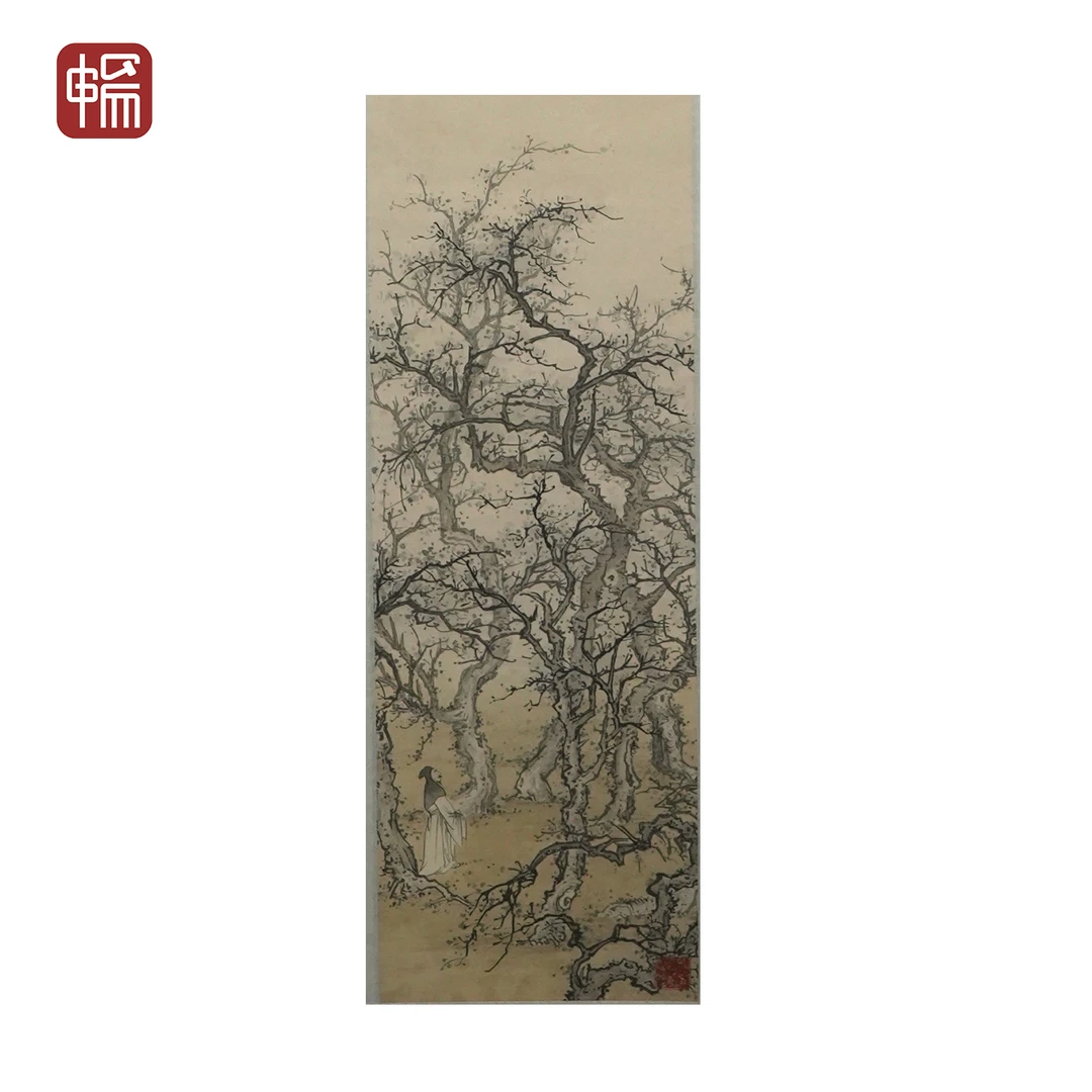 B196 1937年作《赏月》云鹑 80*18(1.29 ) 纸本立轴 FL