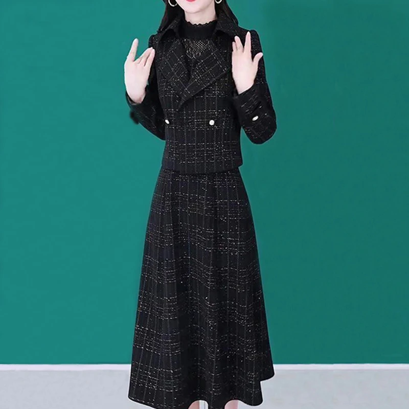 时尚小香风套装女2025春秋新款气质名媛修身遮肚高档显瘦两件套潮