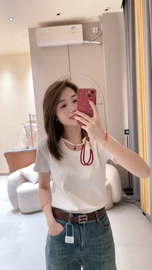 觅裳家 【小心机】5355新款高品质百搭显瘦小心机T恤上衣