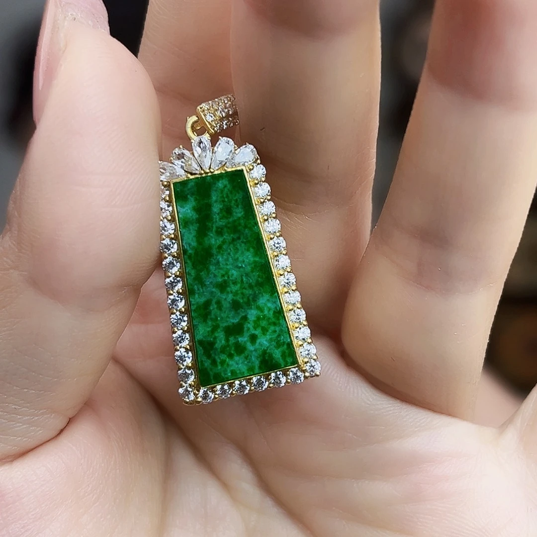 翡翠银S925镶嵌颈饰吊坠