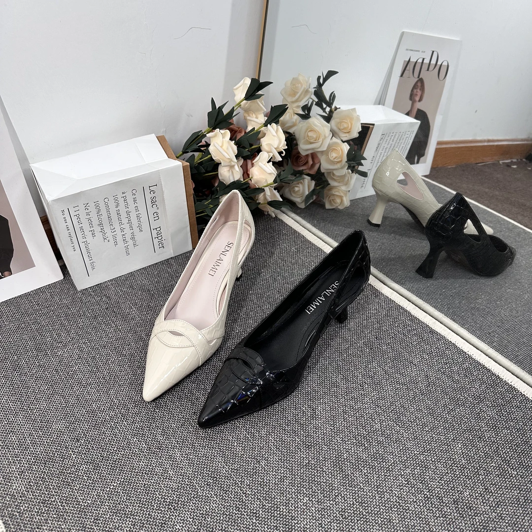 【极简风】SLM/牛皮/6CM/33-40/9228时尚真皮女鞋高跟百搭女鞋