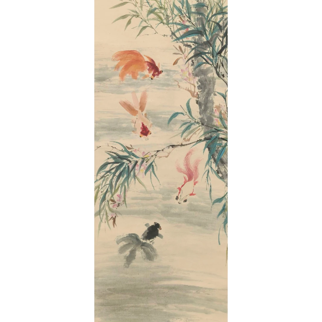 zp048《鱼》黄hw 96*44（3.9平尺）纸本立轴