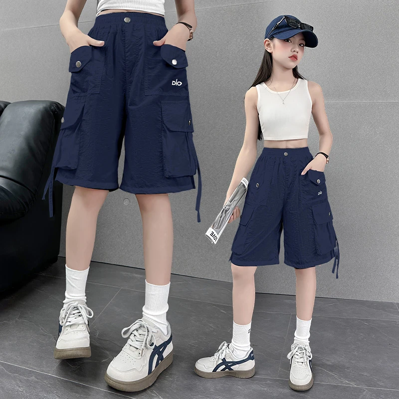 女童速干工装短裤夏季2025新款儿童薄款裤子女孩大童夏装五分中裤