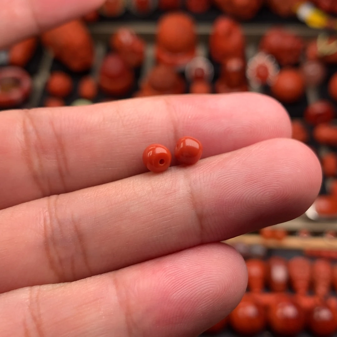 未镶嵌精工老型对珠5南红玛瑙