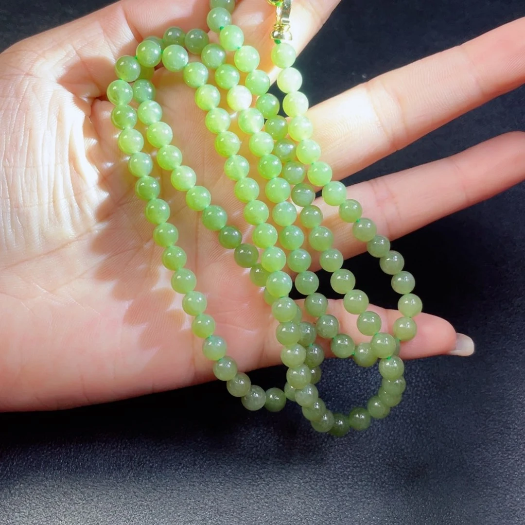 和田玉未镶嵌颈饰青黄口108珠链7