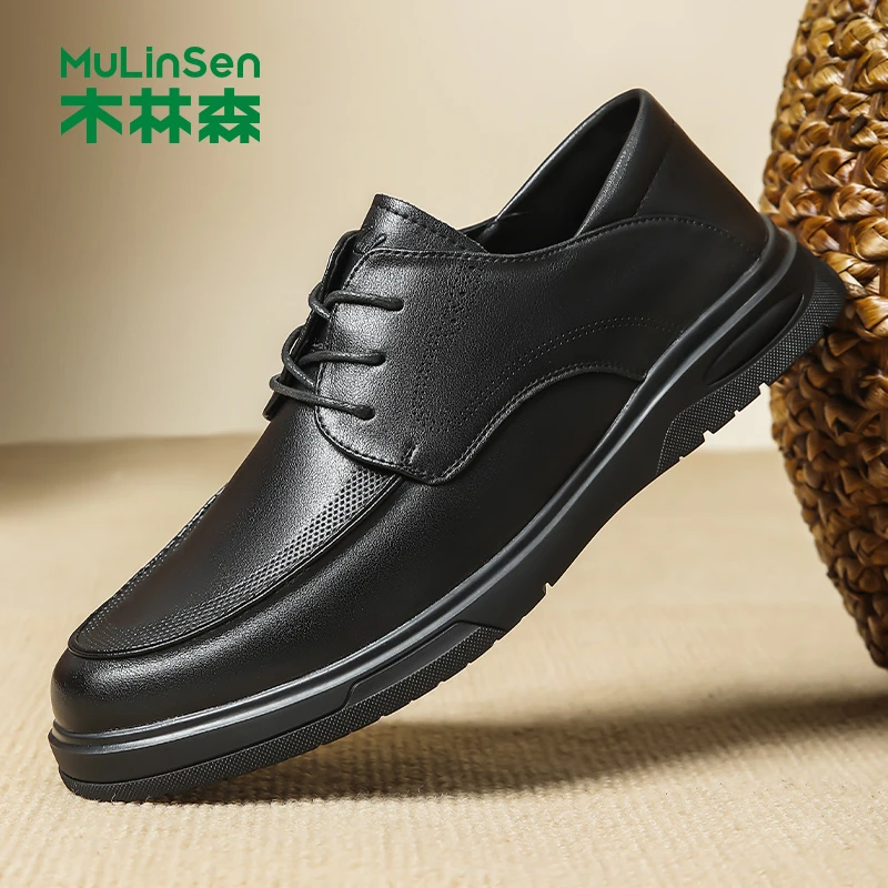 木林森男鞋冬季正装商务休闲皮鞋男士百搭通勤工作软底结婚新郎鞋