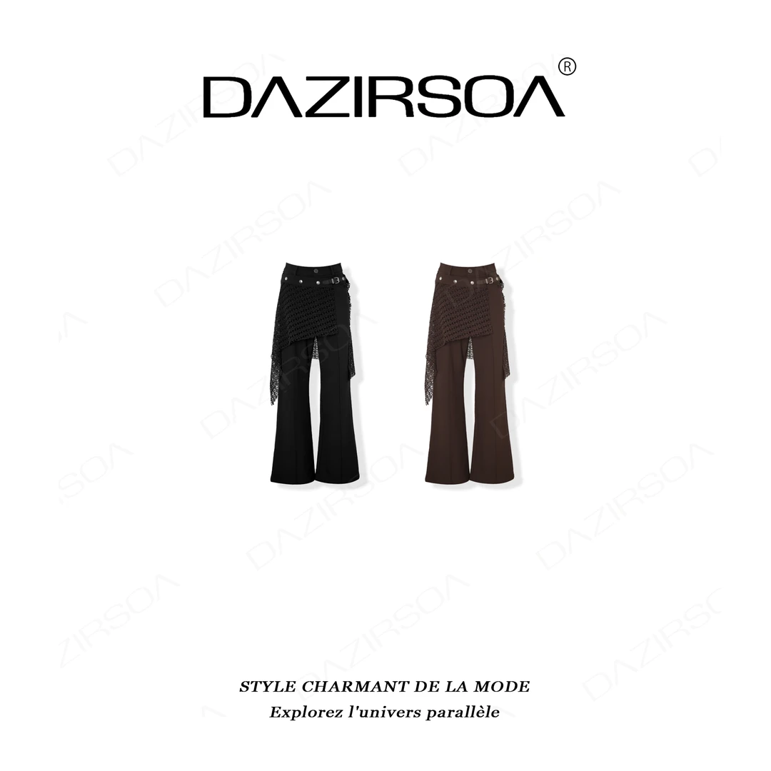 DAZIRSOA/达姿“时间痕迹”时尚百搭拼接网格裙连洋气休闲裤 AB563