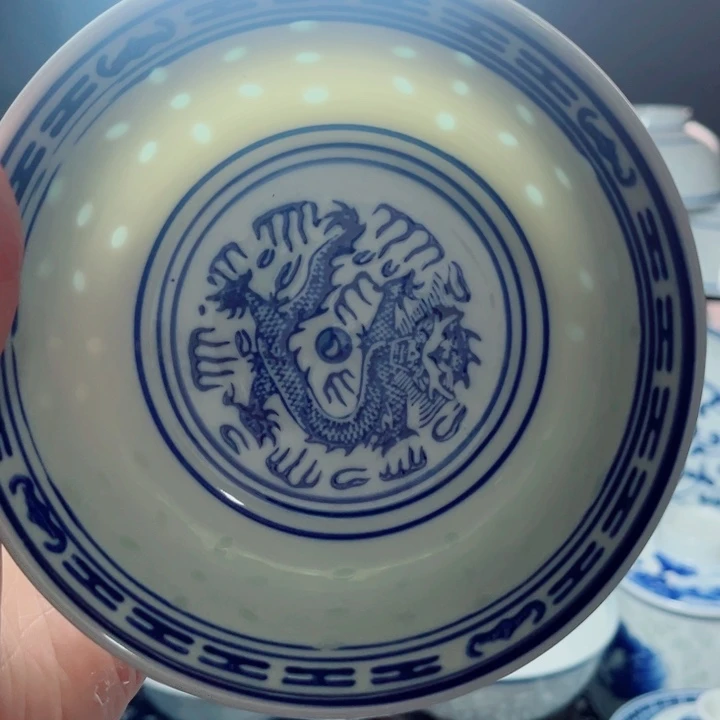 青花玲珑5寸饭碗玲珑