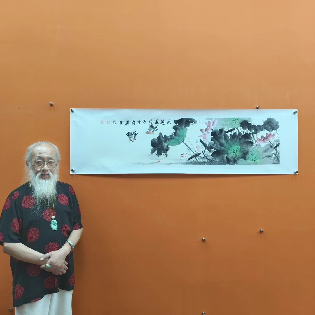赵兴业《香远益清》四尺对开 托裱 136*34cm -古墨堂3