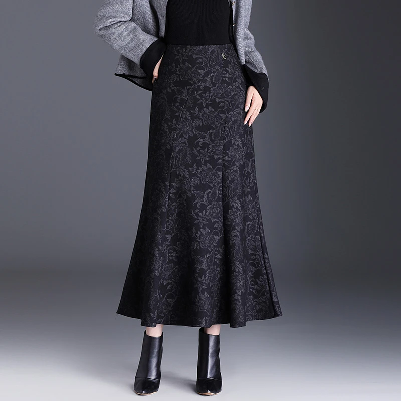 2025秋冬新款巨好看鱼尾裙毛呢碎花半身裙气质高级感女裙子包臀裙