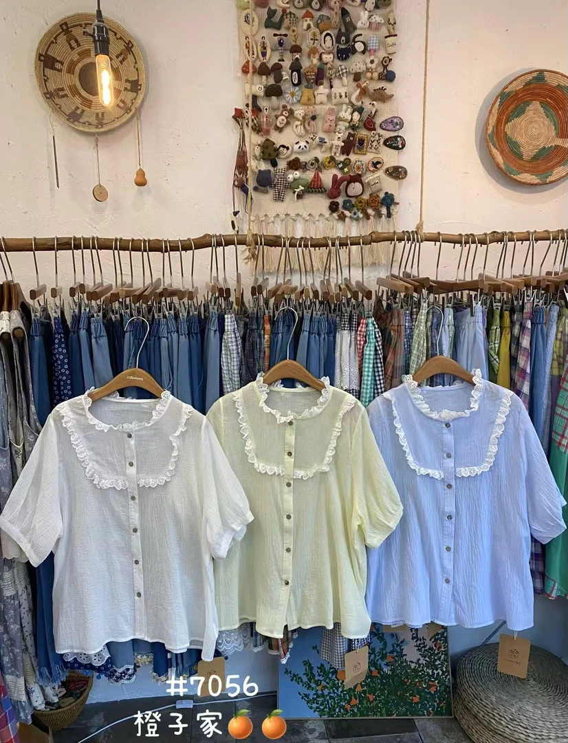 米多多 CZ#7056#日系小花边领衬衣kc