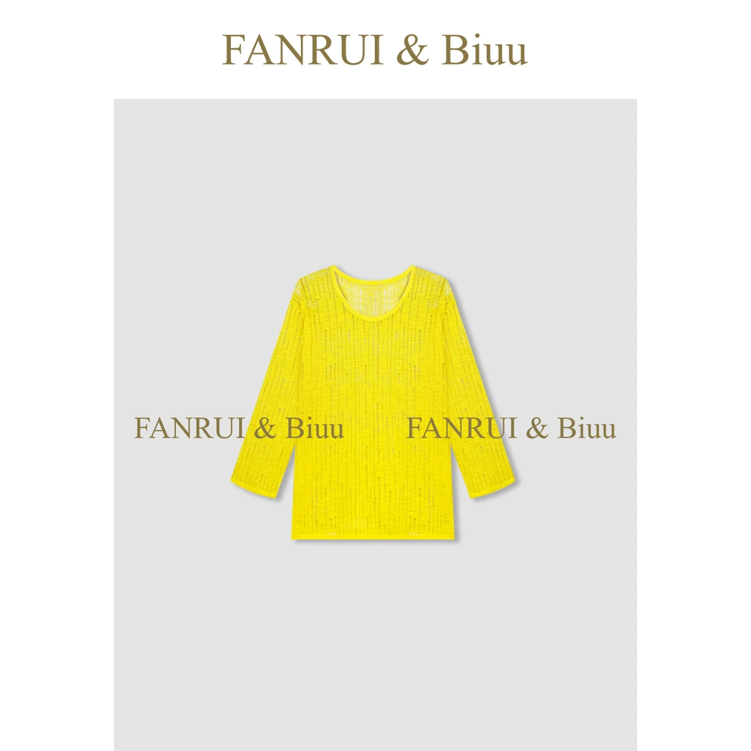 FANRUI/泛芮「砾影」夏季新款凉感透气宽松显瘦防晒针织衫女XL16775