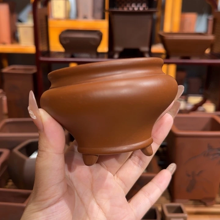 紫砂花盆口径6.5深度6.5