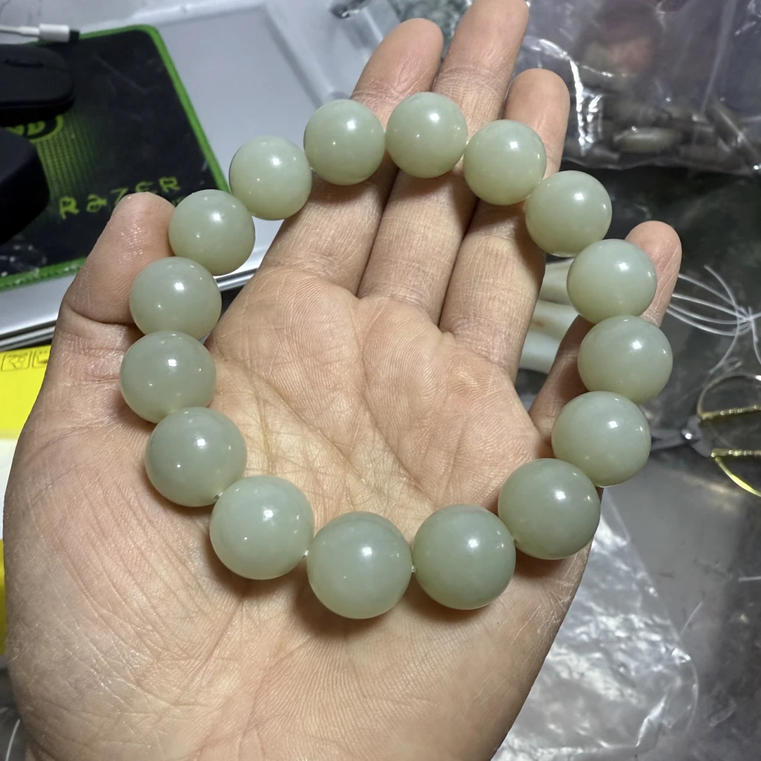 和田玉青白14圆珠