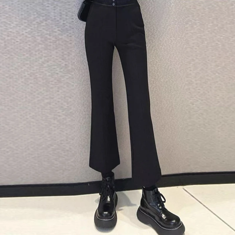 【商场同款】秋冬新款高腰显瘦加绒九分休闲裤微喇裤1100485
