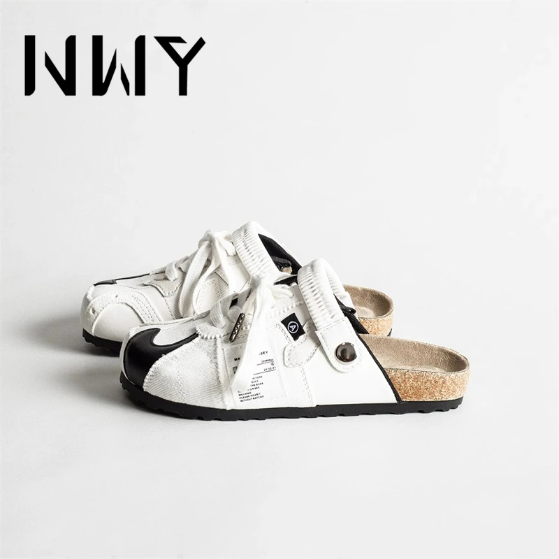 芭蕾风解构勃肯鞋女2025夏季新款后跟带原创小众单鞋半拖外穿凉鞋