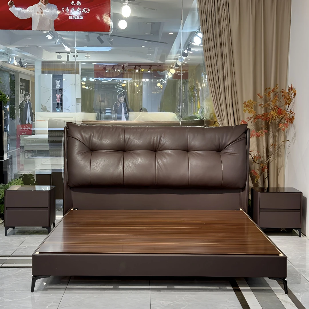 【帝王紫】轻奢皮床高定款软包皮艺主卧大床#632