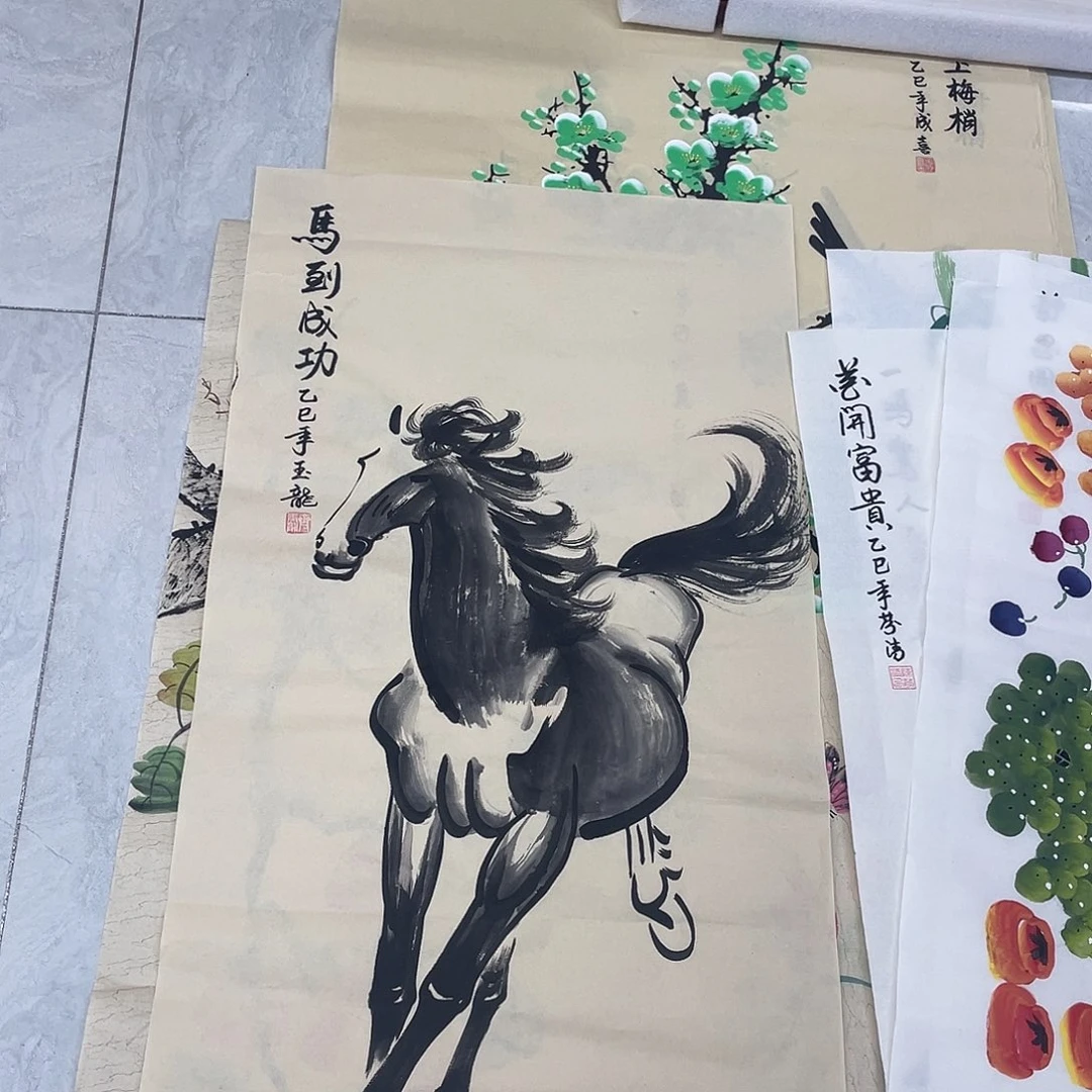 国画国画作品书法作品原稿三尺马