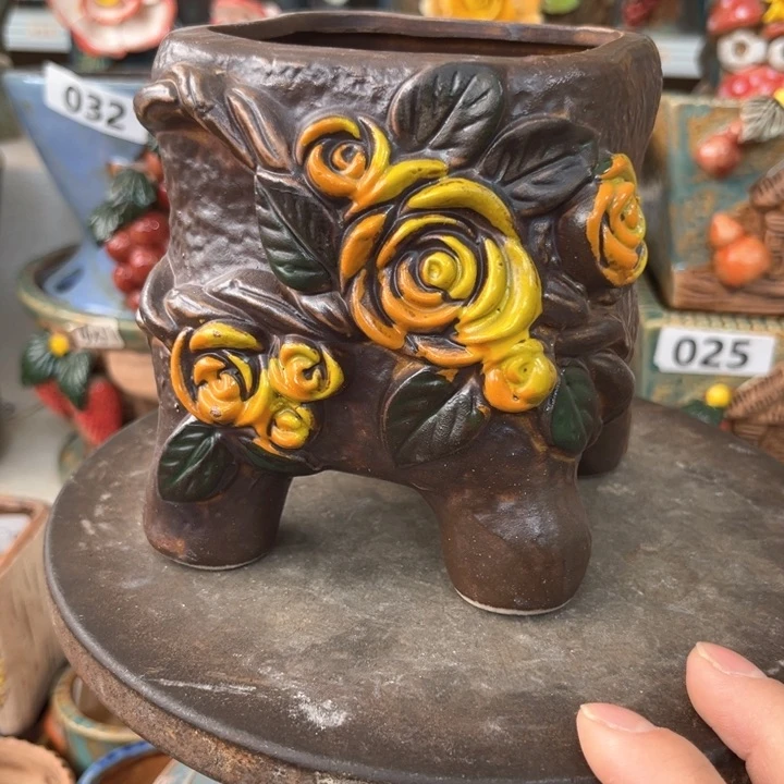 紫砂花盆粗陶材质多肉花盆发货两个