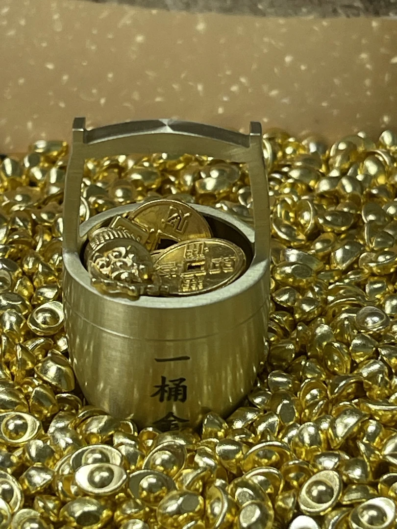 一桶金摆件招财聚宝盆一桶江山办公室客厅玄关摆件家居装饰品