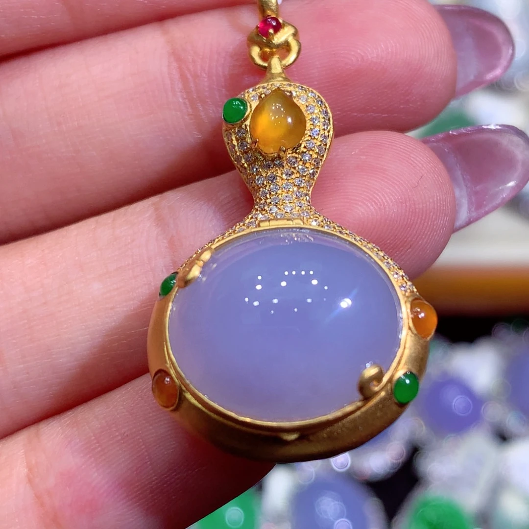 翡翠18K金镶嵌吊坠(不含链)