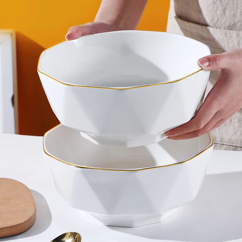 【粉丝福利】8英寸汤碗家用轻奢金边高级感泡面碗汤面碗装汤大碗