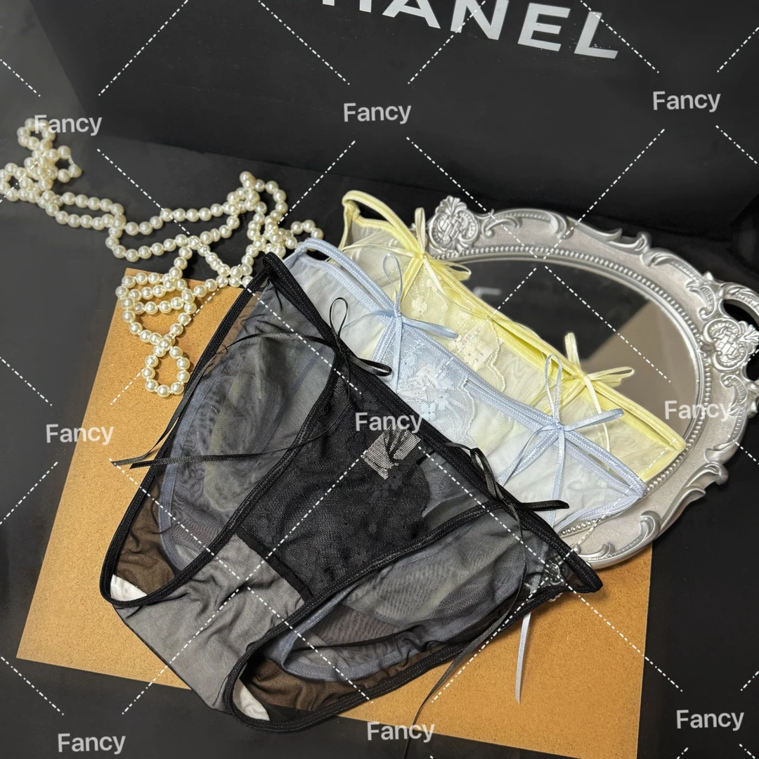 【金色童话】网纱提花蝴蝶结中高腰少女内裤