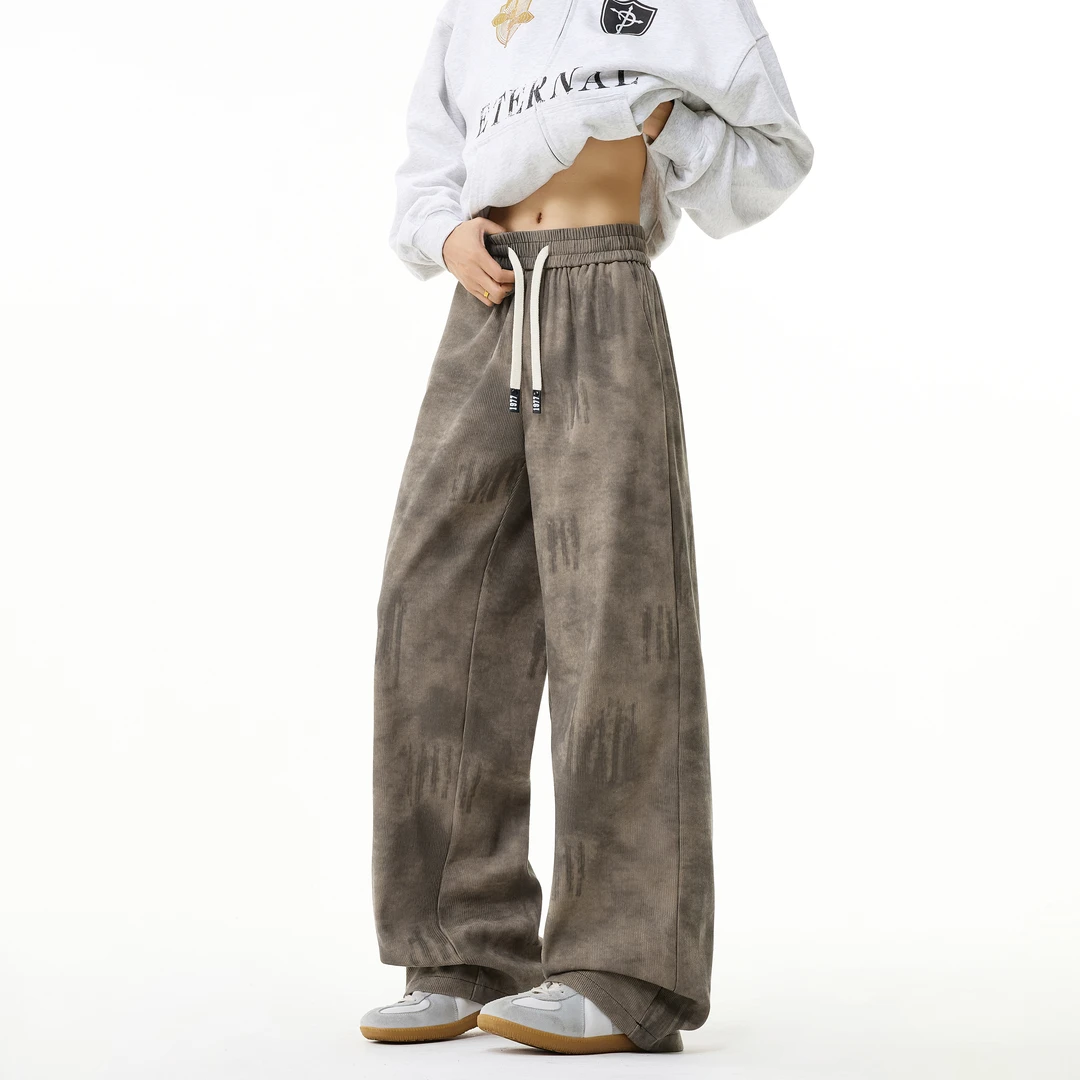 美拉德穿搭灯芯绒裤子男款秋冬美式复古设计感小众直筒宽松休闲裤