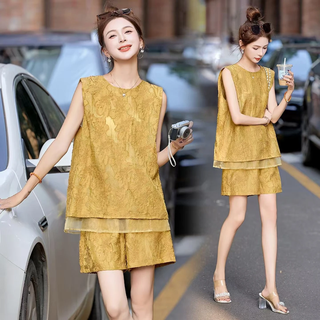 新中式短裤套装女2025夏季新款巨好看的老钱风减龄松弛感无袖穿搭