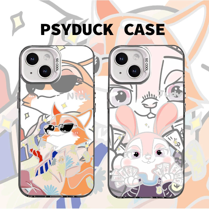 适用苹果华为一加iQOO小米有钱花尼克朱迪彩银白底创意防摔手机壳