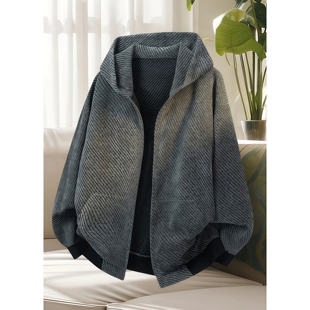 美式重磅开衫连帽卫衣男款春秋设计感小众拉链小香风针织夹克外套