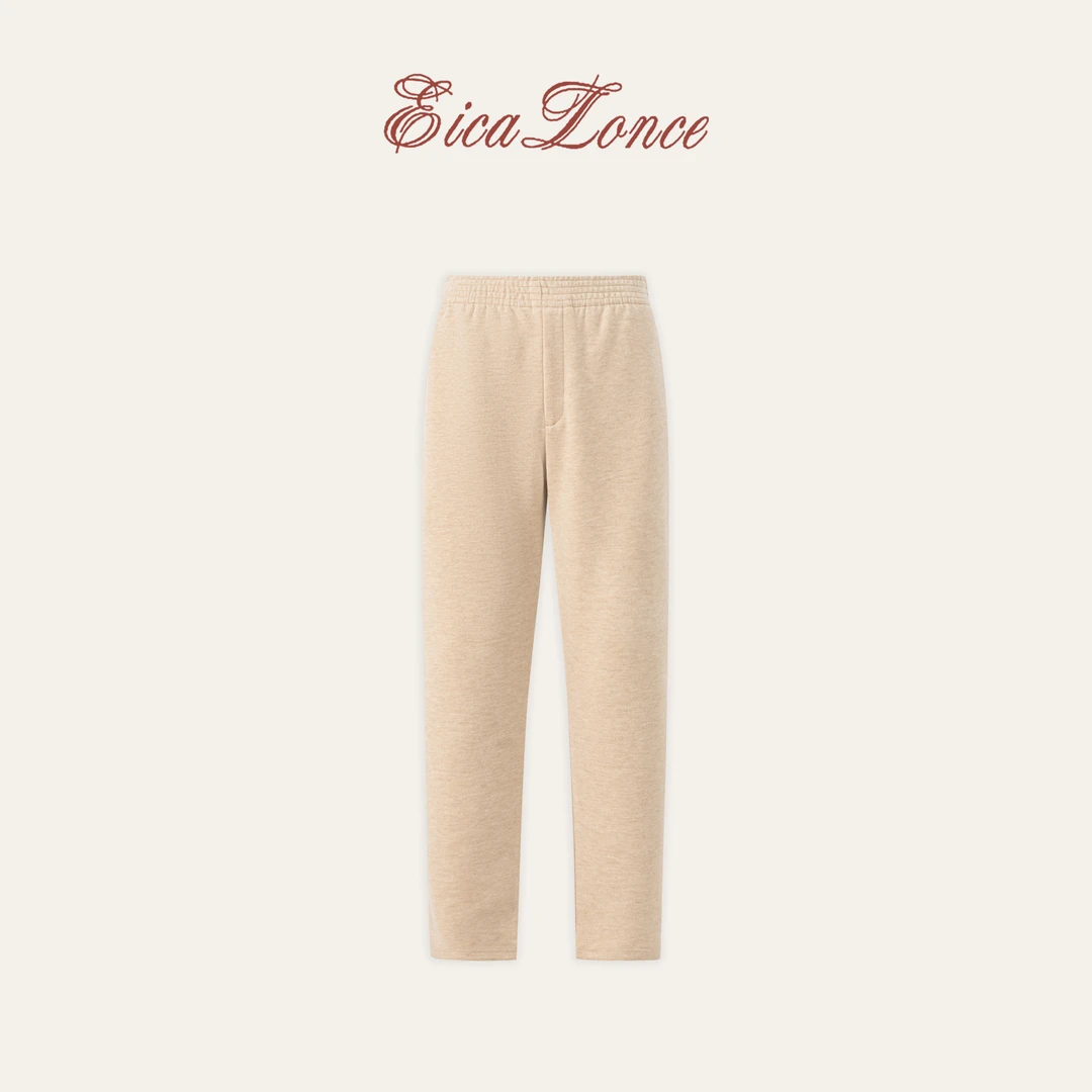 意卡伦萨  秋冬美利奴绵羊毛软糯亲肤保暖老钱风休闲棉裤KN80447