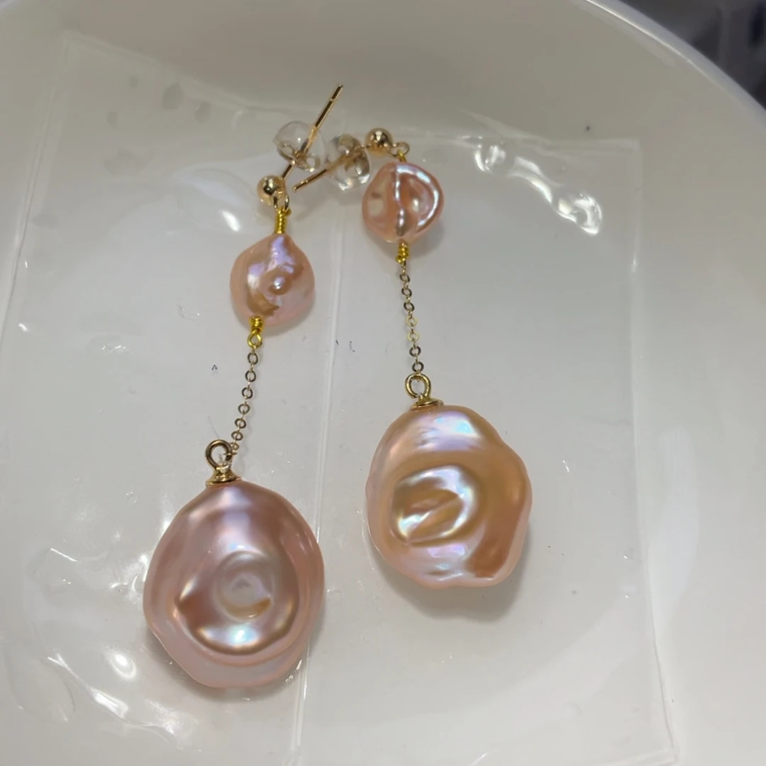 银S925镶嵌淡水珍珠耳饰