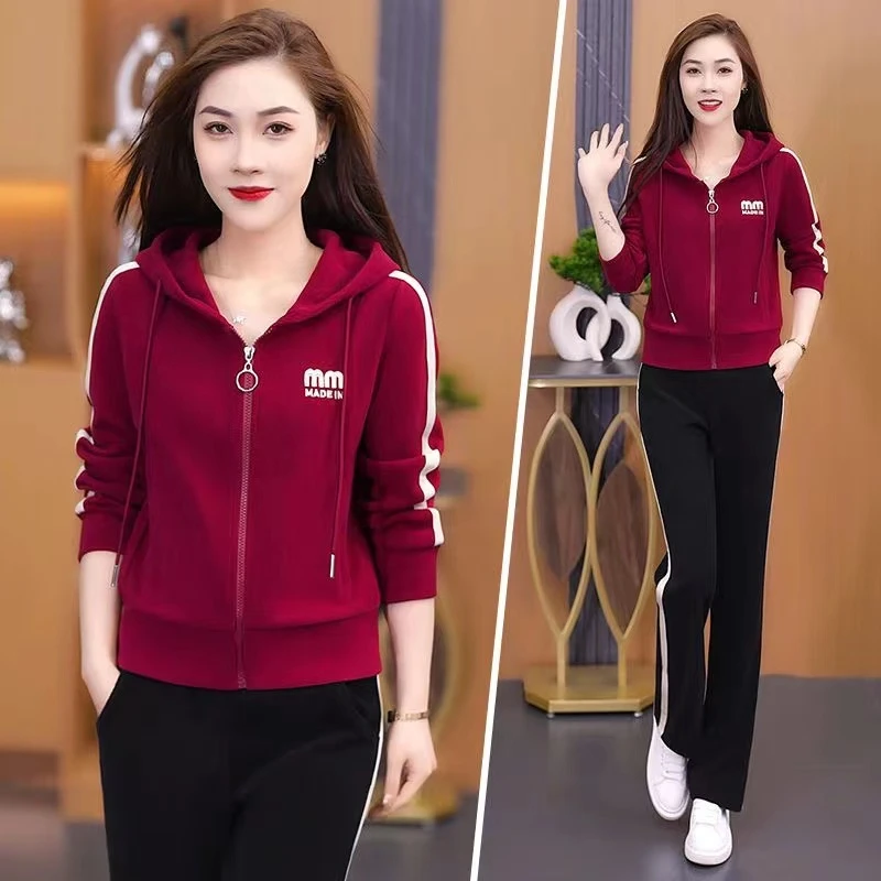 运动套装女2025新款春秋季时尚减龄显瘦气质卫衣休闲跑步服两件套