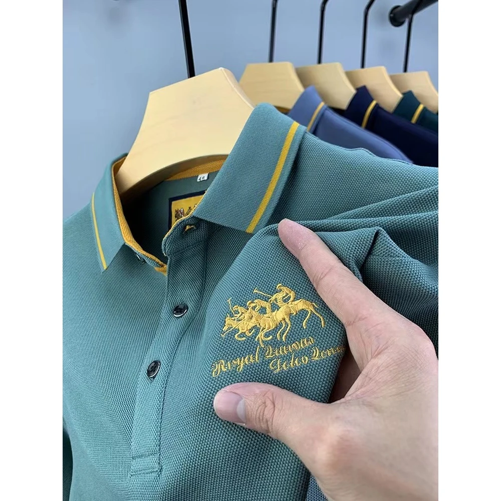 CHZ-BD3015-男士短袖t恤轻奢商务休闲2025新款刺绣上衣翻领