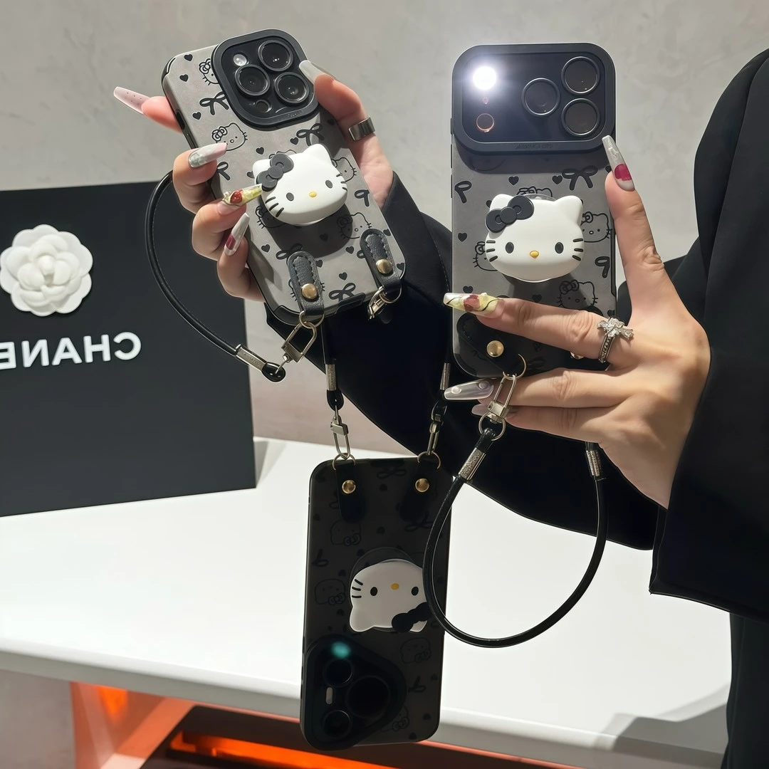 适用蝴蝶结KT支架挂绳苹果17promax手机壳iPhone华为oppo小米vivo