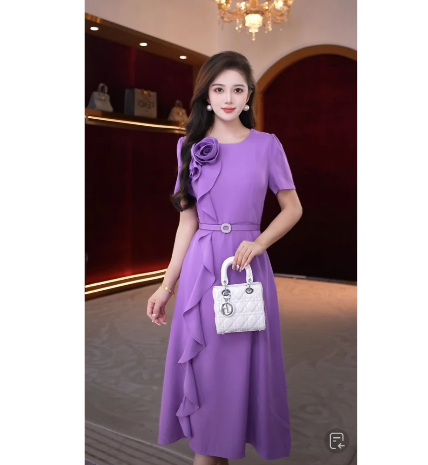 芙娜妮新款夏季穿搭女装裙子洋气衣服女气质显瘦连衣裙FS2025173