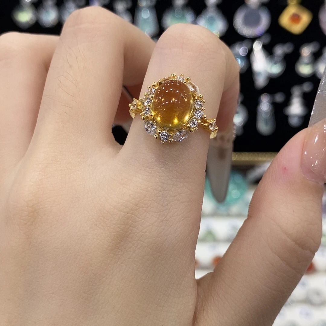 银S925镶嵌戒指黄晶