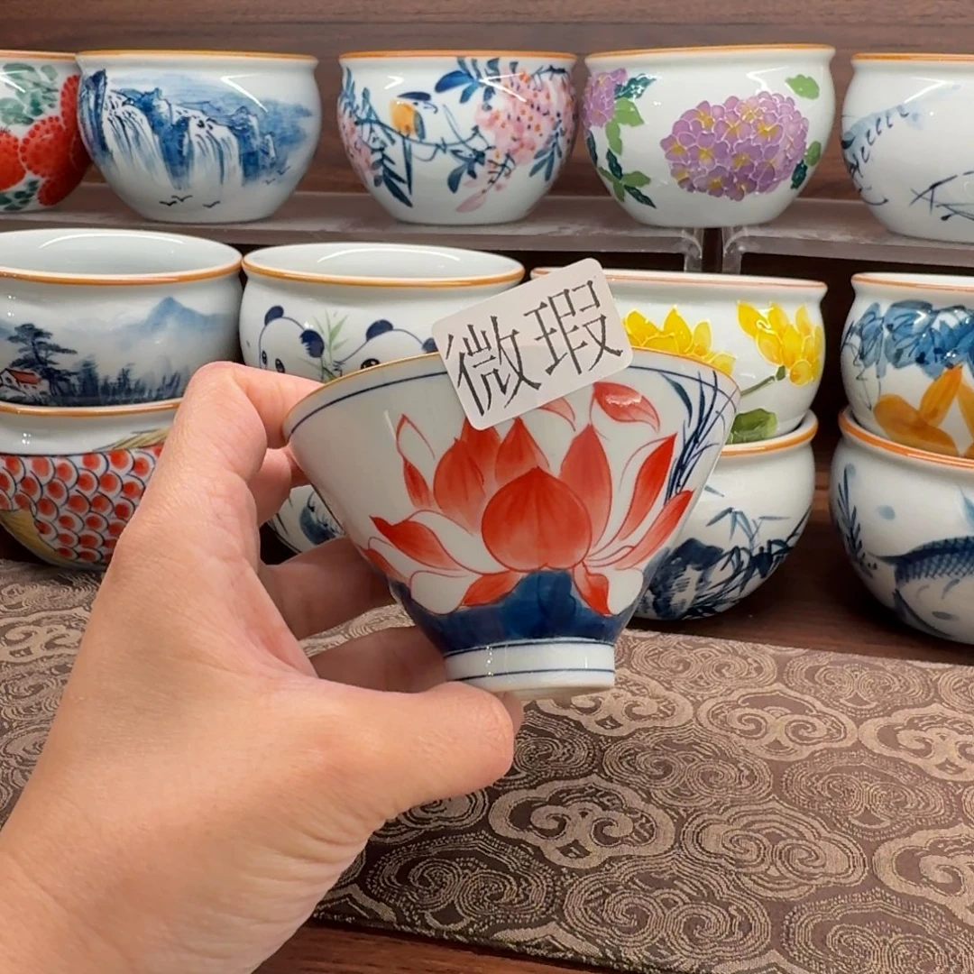 釉下手绘茶具微瑕