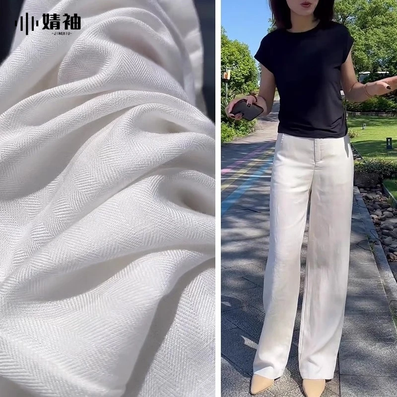 天丝亚麻阔腿裤女2025新款夏季薄款高腰垂感休闲防晒棉麻直筒长裤