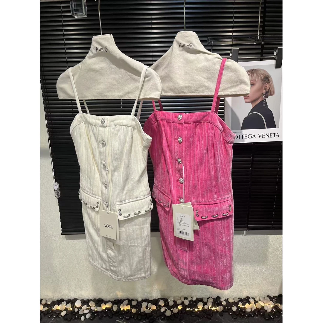 A特【Ann.G】B20401 深圳小众设计师吊带绒面设计款连衣裙