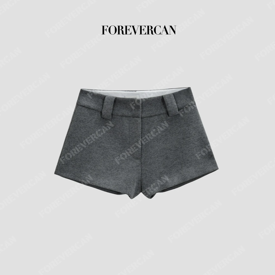 FOREVERCAN“泰格尔”经典立裁简约百搭高腰阔腿短裤WP23917