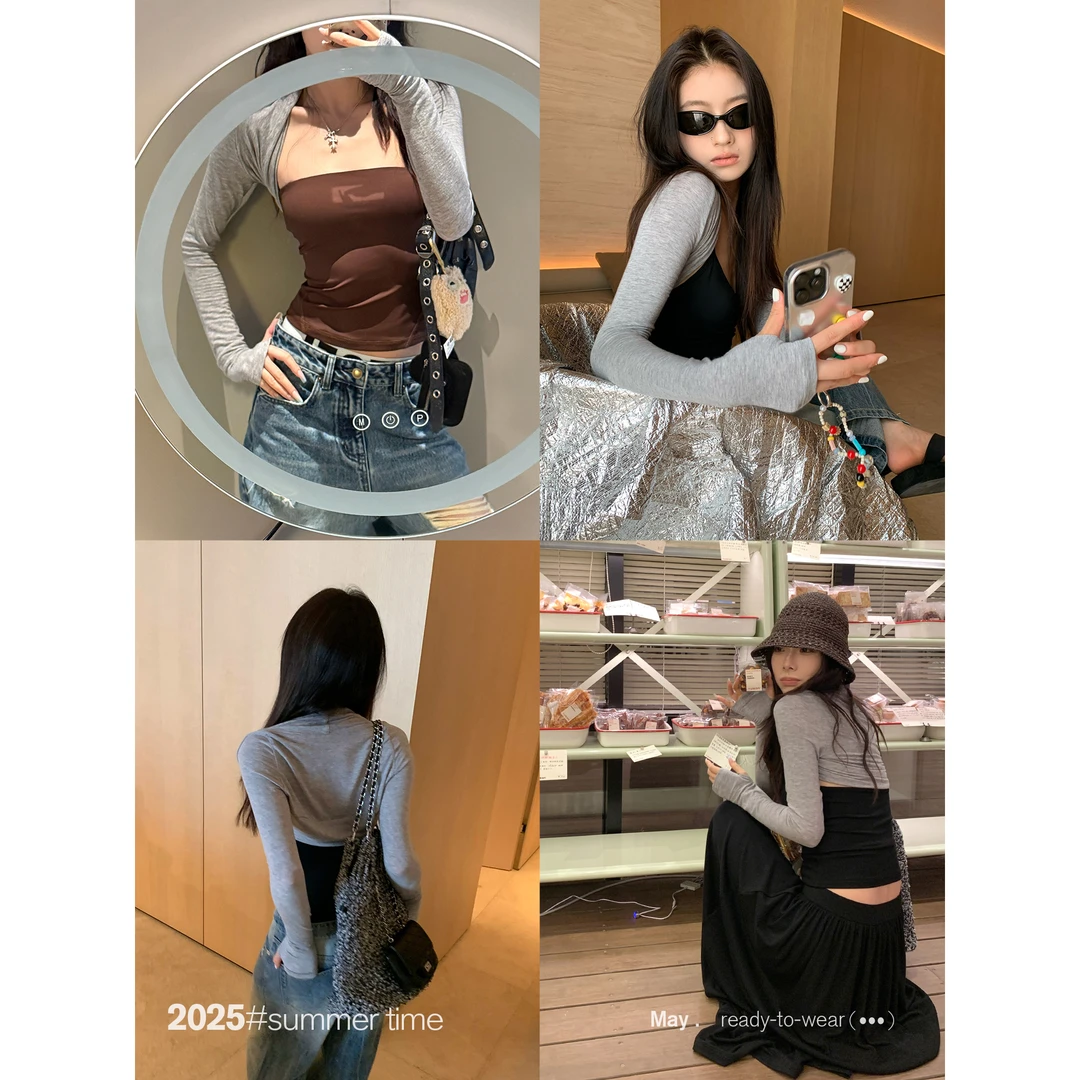 SUNONEONE 天丝修身防晒针织开衫女夏季长袖薄款上衣外套H1141W