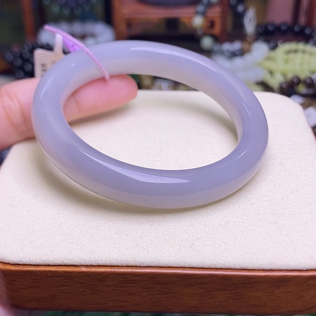 和田玉未镶嵌颈饰浓烟紫老料冰底收藏手镯53.8